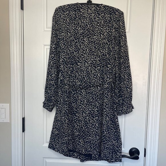 Vici Wrap Mini Dress Women's Size Medium Navy Geometric Print Long Sleeve - Picture 3 of 12